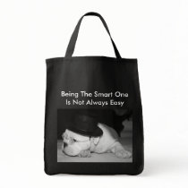 "The Smart One"...English Bulldog Puppy Tote Bags