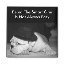 "The Smart One"...English Bulldog Puppy Fridge Magnet