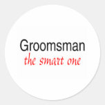 The Smart One (Groomsman) Round Sticker