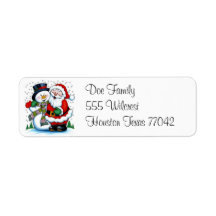 The Snowman & Santa Claus Avery Label