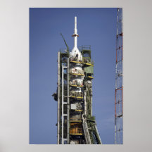 The Soyuz rocket is erected into position 3 Posters