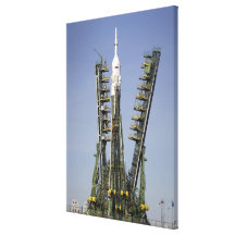The Soyuz rocket is erected into position 4 Gallery Wrap Canvas