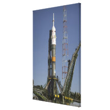 The Soyuz rocket is erected into position Gallery Wrapped Canvas