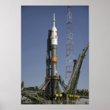 The Soyuz rocket is erected into position Posters