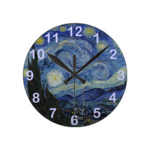 The Starry Night - Van Gogh (1888) Round Wallclocks