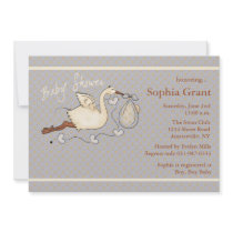 The Stork is Coming (stars) Baby Shower Invitation