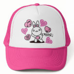 The stuffed toy of the rabbit trucker hat
