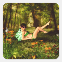 The Sunbathing Faery Square Stickers