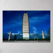 The Three Pagodas, Dali, western Yunnan province, Poster