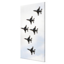 The Thunderbirds form a 6-ship Delta formation Stretched Canvas Print