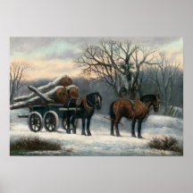 The Timber Wagon in Winter Print