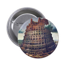 The Tower Of Babel. By Pieter Bruegel Pinback Buttons