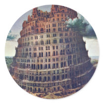 The Tower Of Babel. By Pieter Bruegel Round Sticker