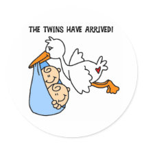The Twins Have Arrived Round Sticker