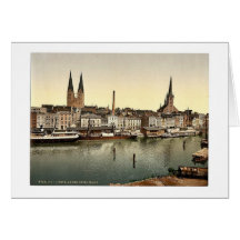 The Unter Trave, near Holsenthor, Lubeck, Germany Greeting Cards