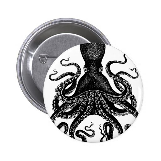 The Victorian Octopus Pinback Buttons