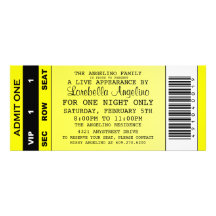 The VIP Ticket Birthday Invitation (Yellow)