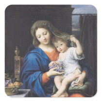 The Virgin of the Grapes, 1640-50 Square Sticker