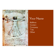 THE VITRUVIAN MAN , Antique Brown Parchment Business Card Templates