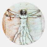 THE VITRUVIAN MAN , Antique Brown Parchment Stickers