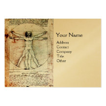 THE VITRUVIAN MAN , Gold Metallic Business Card Template