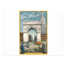 The Washington Arch. New York. Vintage Painting. Post Card