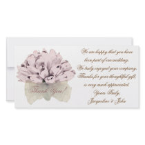 The Wedding Pink Roses ~ Thank You Bridal Save Custom Photo Card