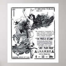 'The World Aflame' 1919 vintage movie ad poster