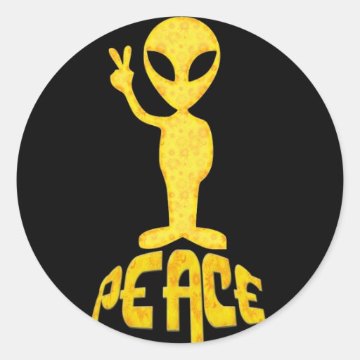 The Yellow Peace Alien Stickers