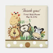 The Zoo Crew Jungle Baby Shower Favour - TAN Magnet