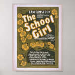 Théâtre de fille d'école le rétro posters
