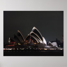 Théatre de l'opéra de Sydney par nuit Affiche
