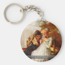 Then And Now By Francisco De Goya Keychain