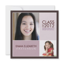 Then Now Modern Block Graduation Party Invitation