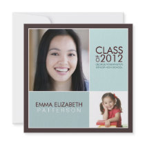 Then Now Modern Block Graduation Party Invitation