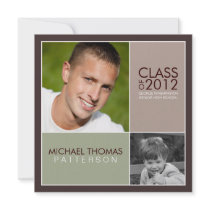 Then Now Modern Block Graduation Party Invitation