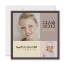 Then Now Modern Block Graduation Party Invitation