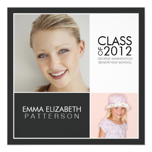 Then Now Modern Block Graduation Party Invitation