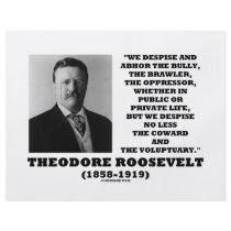 Theodore Roosevelt Despise Bully Coward Voluptuary Full Color Flyer