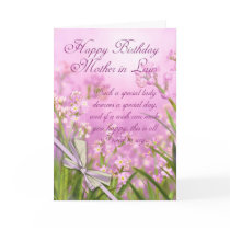 ther in Law Birthday Card - Pink Feminine Floral