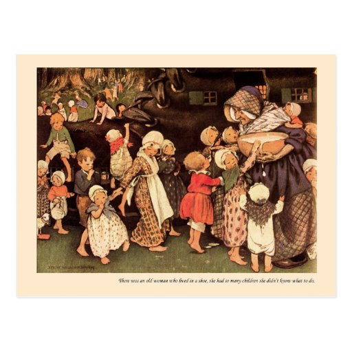 There Was An Old Woman Nursery Rhyme - Postcard