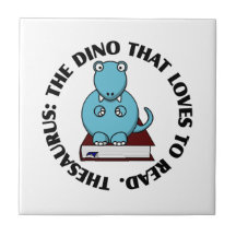 Thesaurus: A Dinosaur Who Loves to Read Books Ceramic Tiles