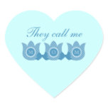 They Call Me m Plaid Tulips Heart Stickers, Blue