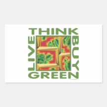 Think Green, Cactus Rectangular Sticker