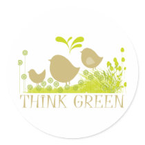 Think Green Cute Products! Round Sticker