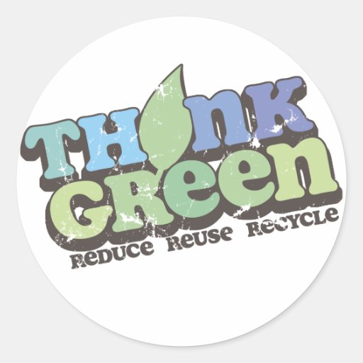 Think Green Earth Day Round Stickers