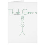 Think green: Eco-friendly stick person t-shirts Greeting Card