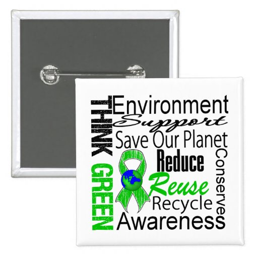 Think Green Environment Collage Button