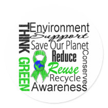Think Green Environment Collage Stickers