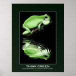 THINK GREEN Frog Art Eco Poster posters